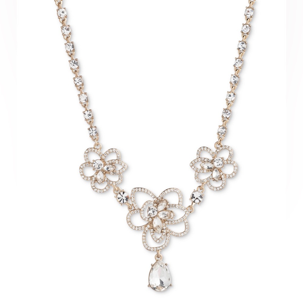 Givenchy Crystal Floral Frontal Collar Necklace